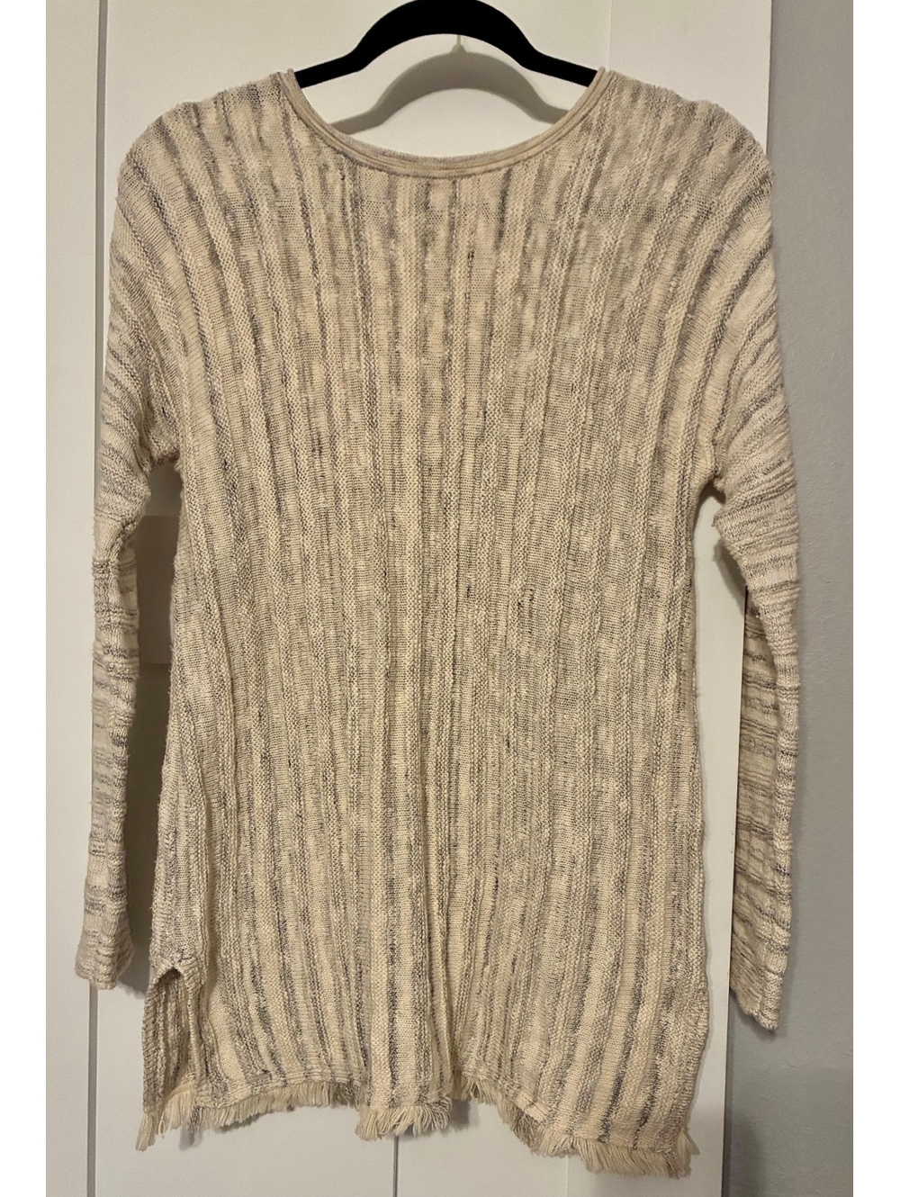 J.Jill Petite sz XS Cream Gray Marled Knit Button-Back Sweater Top